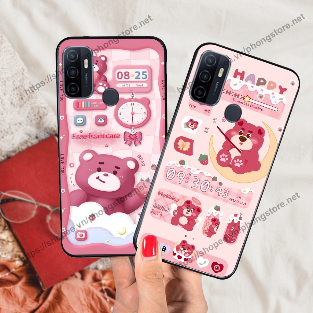 Ốp lưng Oppo A53 gấu trắng hoạt hình 3d cute, giá rẻ