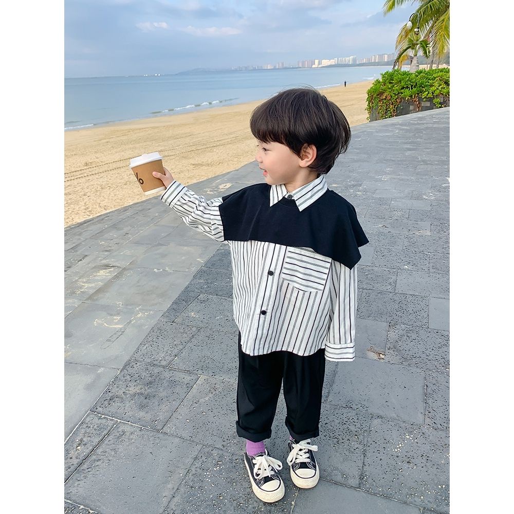 Áo Sơ Mi Dài Tay Thiết Kế Mới Thời Trang Mùa Thu Theo Phong Cách Hàn Quốc Cho Bé Trai