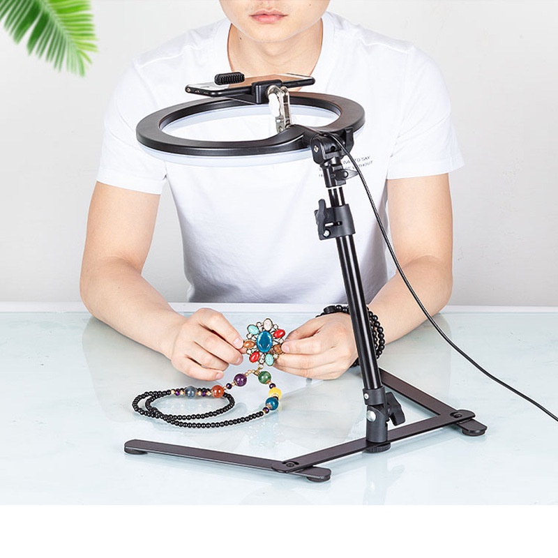 Đèn Chụp Ảnh Sản Phẩm, Đèn Quay Video Tiktok Livestream, review sản phẩm Để Bàn kèm đèn Hình Tròn Ringlight Mini 26cm