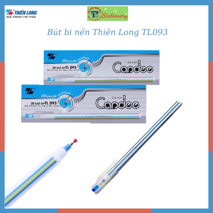 Bút bi nến Thiên Long TL093 màu xanh, đen, đỏ nét 0.6mm hàng chính hãng