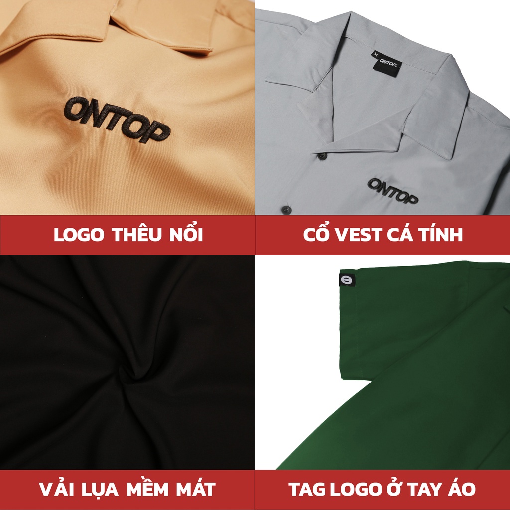 Áo sơ mi nữ form rộng tay lỡ, vải lụa mịn ít nhăn local brand ONTOP màu trắng - Basic Shirt