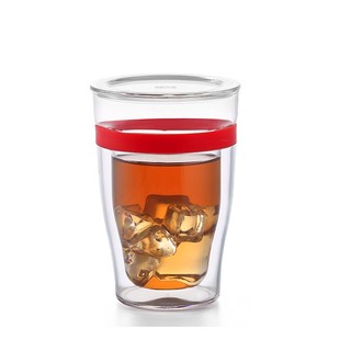 Ly thủy tinh 2 Lớp S081 300ml- Cốc thủy tinh 2 lớp chịu nhiệt có nắp (Thân trong thủy tinh, thân ngoài nhựa chịu va đập)