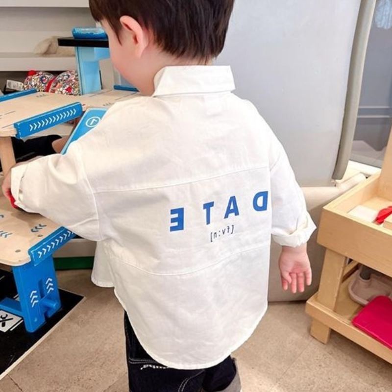 Áo Sơ Mi Cotton Dài Tay Thiết Kế Mới Thời Trang Mùa Xuân Dành Cho Bé Trai