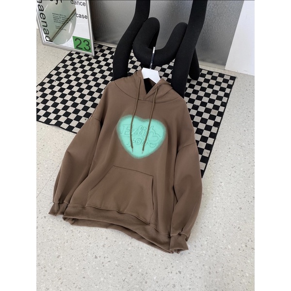 Áo hoodie nỉ bông unisex form rộng HEART cao cấp AN6252 by COCCACH