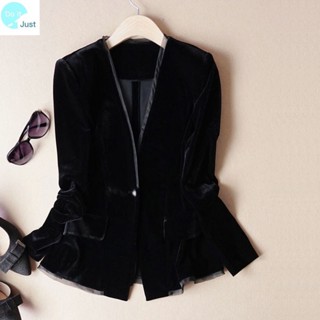  Áo Khoác Vest Nhung Ngắn Dáng Ôm Cài Nút Thời Trang Xuân Thu Phong Cách Hàn Quốc Cho Nữ 