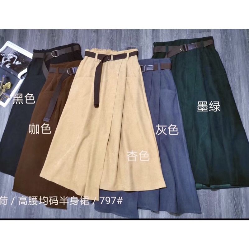 Chân váy xoè vạt lệch chun sau vintage hàng QC loại 1