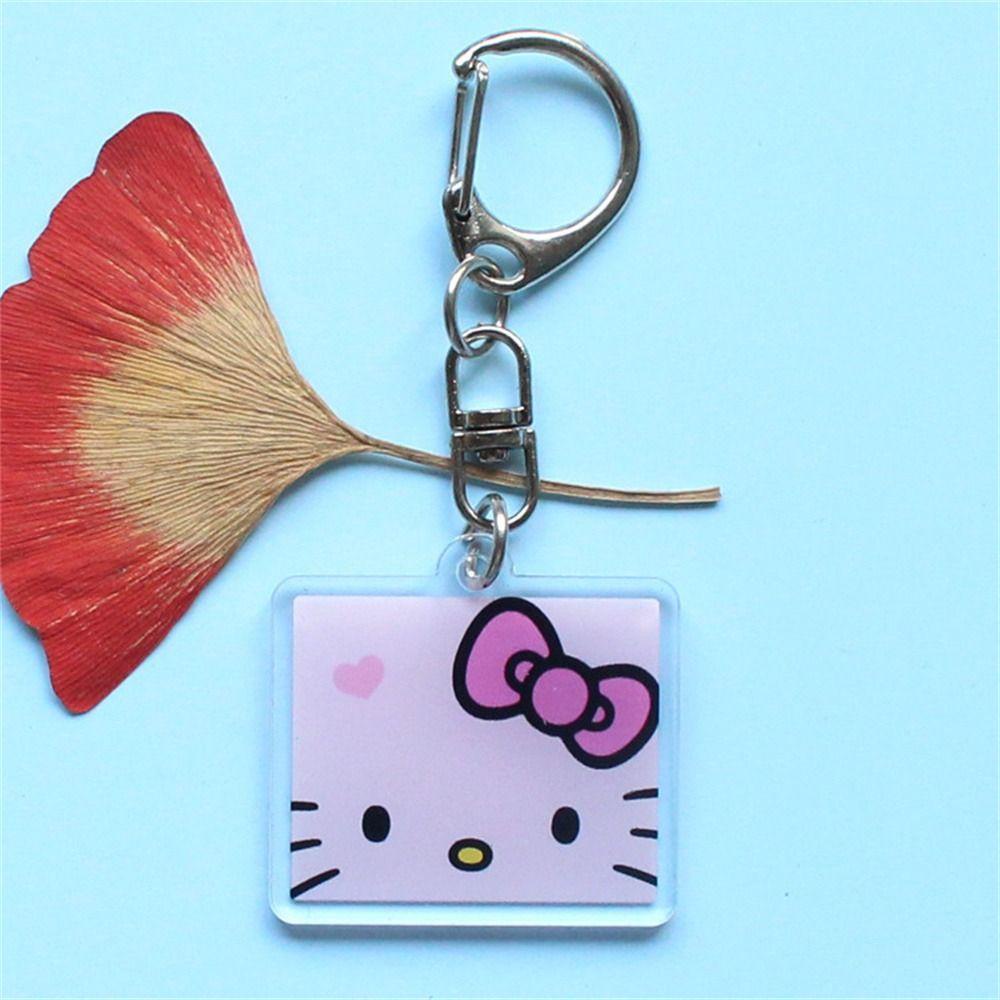 REBUY1 Móc Khóa Hello Kitty Hai Mặt Trong Suốt Dễ Thương Dành Cho Cặp Đôi