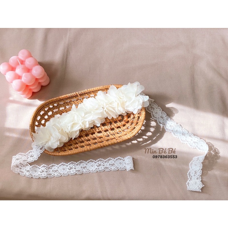 Băng đô, turban hoa voan cho bé gái