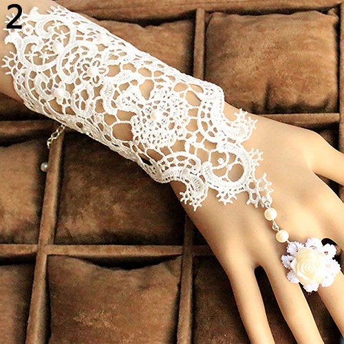 Vòng Tay Ren Đính Ngọc Trai Giả Kèm Nhẫn Phong Cách Vintage Cho Cô Dâu