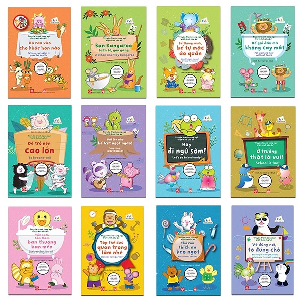 Sách - Bộ Sách Truyện Tranh Song Ngữ Việt - Anh Cho Bé (Bộ 12 Tập)(ĐT)