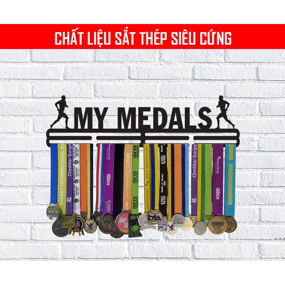 Giá treo huy chương chạy bộ lên tường nam - sắt sơn tĩnh điện