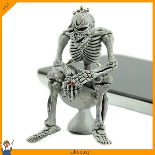 Creative Skull Toilet Pendant Purse Bag Rubber Keychain Gift Keyring Key Chain