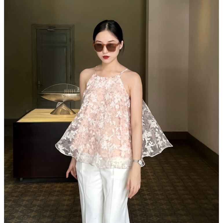 Áo yếm hoạ tiết hoa bồng bềnh Della Shirt-Miahou Closet