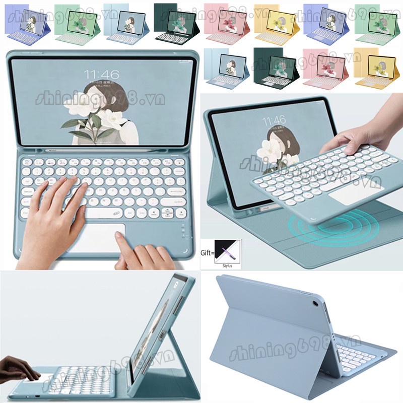 For Samsung Galaxy Tab S6 Lite 10.4 2020 2022 SM-P610 P615 P613 P619 Candy Colour Case Magnetic Touchpad Keyboard+Flip Stand Cover