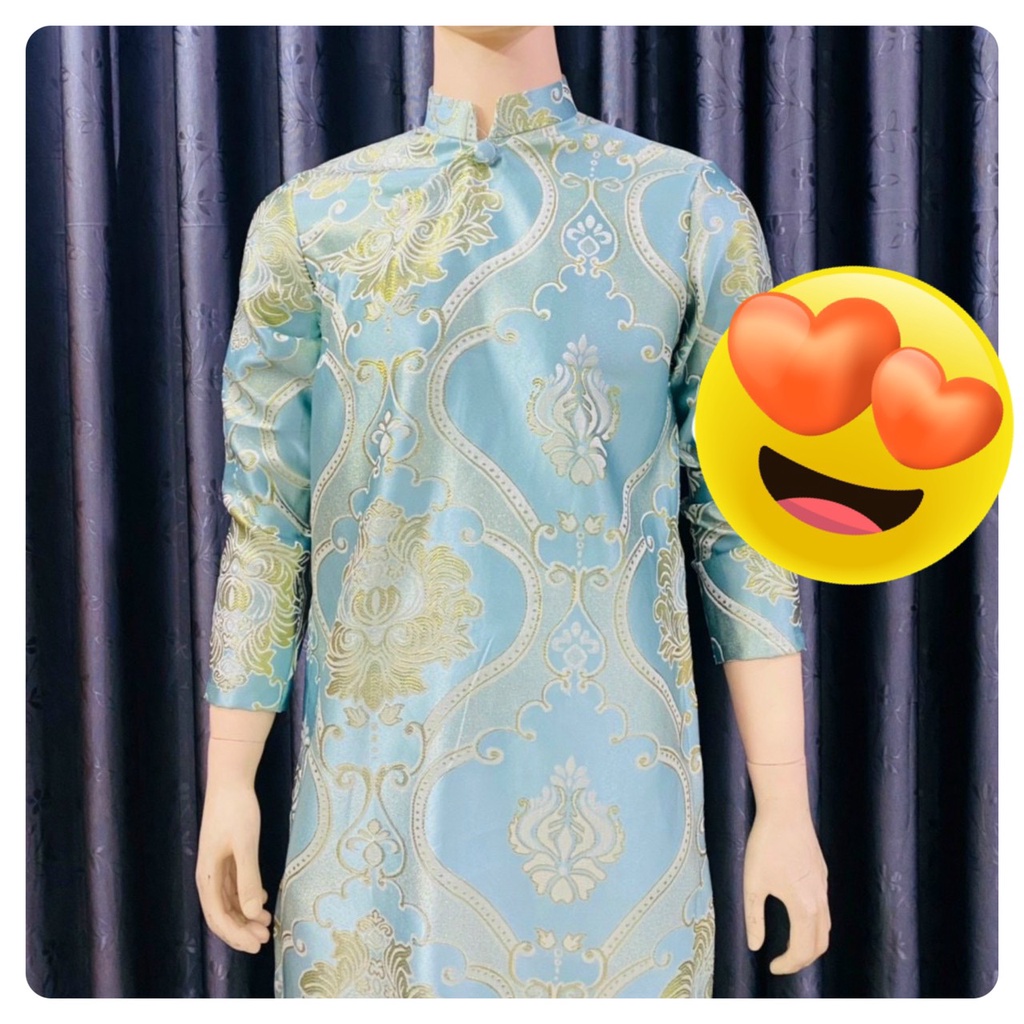 Áo Dài Truyền Thống # Áo Dài Gấm Lụa Họa Tiết Cho Nam # Quần Áo Nam Cao Cấp