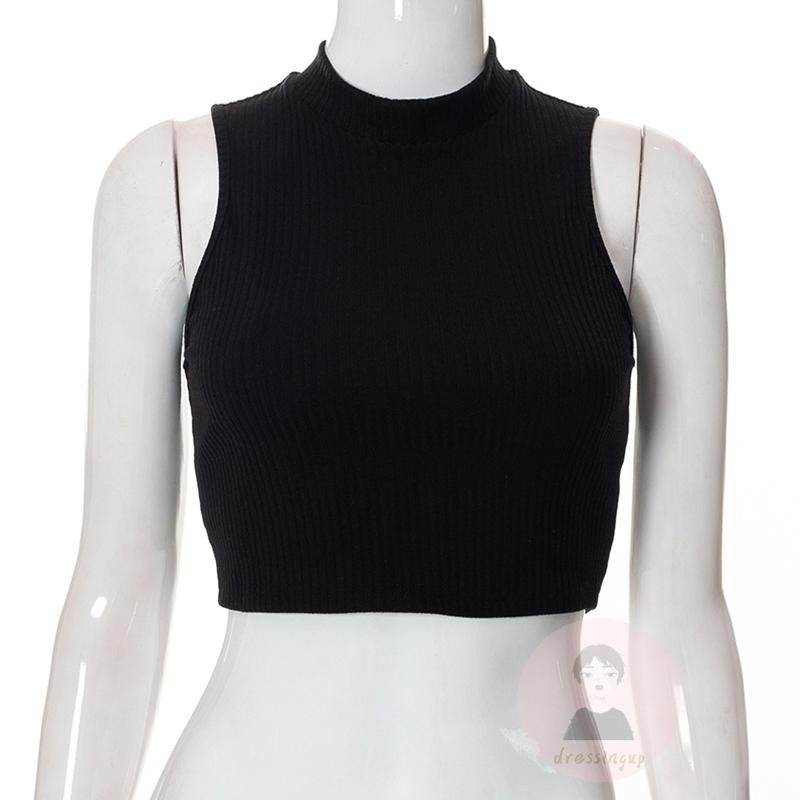 Áo Tank Top Cổ Tròn Hở Lưng Màu Đen Thời Trang Mùa Hè Cho Nữ