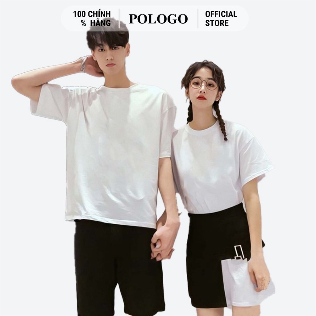 Áo Thun Form Rộng Unisex Trơn Màu Trắng Ngà Cotton Chính Hãng