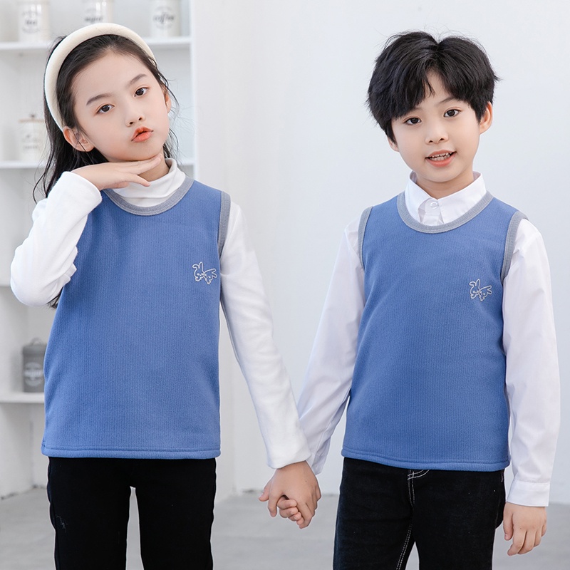 Áo Khoác Lông Cừu Không Tay Thời Trang Mùa Đông Dành Cho Bé Trai Gái 3-15 Tuổi