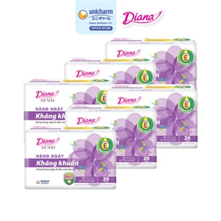Bộ 6 gói băng vệ sinh Diana hàng ngày Sensi kháng khuẩn gói 20 miếng