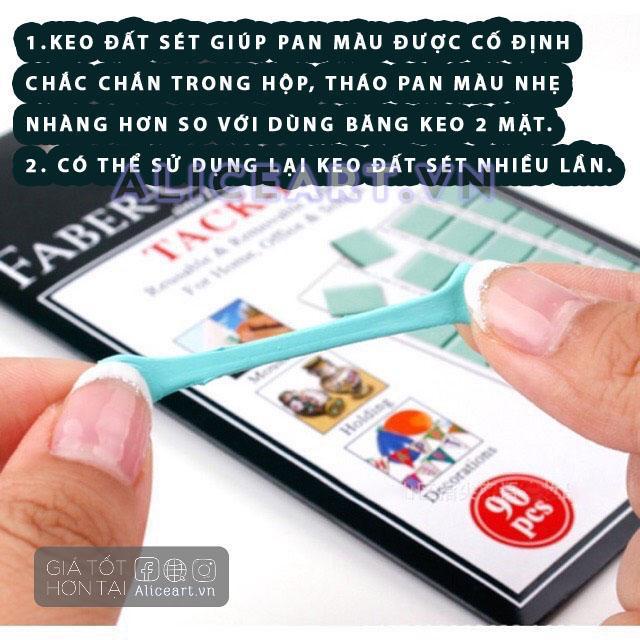 Pocket pan chiết màu nước + hộp nhựa rỗng lưu trữ sticker, khuyên tai, đựng nhẫn + Keo đất sét Faber Castell