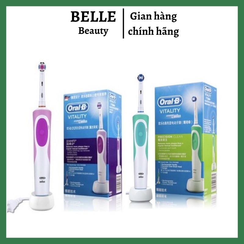 [Mua1tặng4] Bàn chải điện đánh răng Braun OralB, bàn chải Oral b D12 Vitality chính hãng làm sạch răng,hạn chế viêm nướu