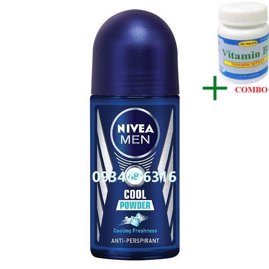 Combo Vitamin B1 chai 100 viên+ ✅ Ngăn Mùi Nivea Men Mát Lạnh Khô Thoáng Tức Thì
