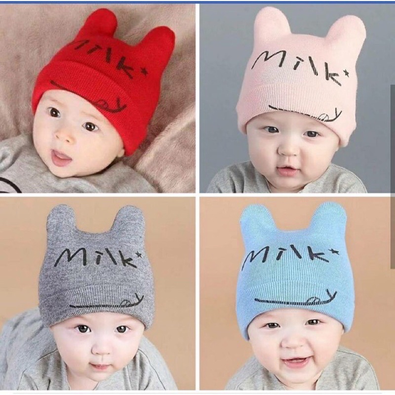 Giá sỉ- Mũ len milk cho bé ( xả kho)