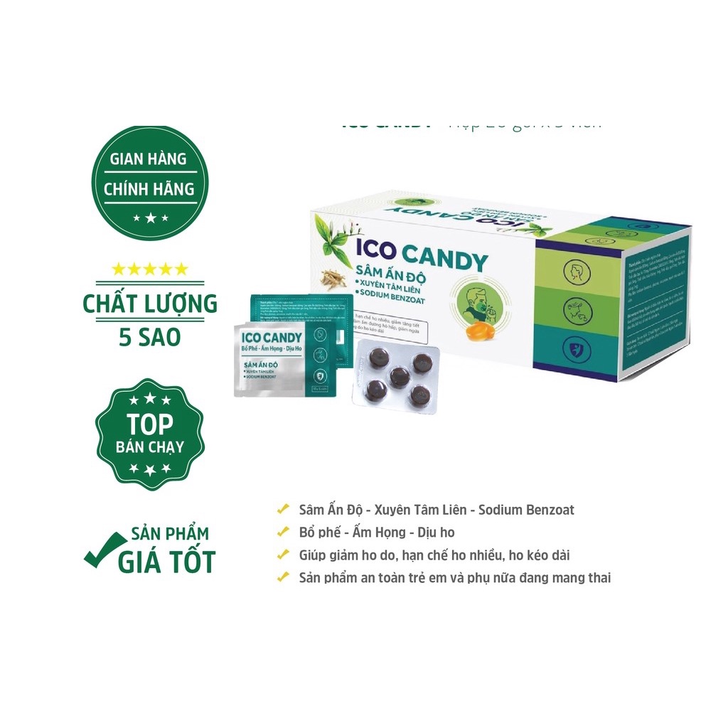 01 vỉ Ngậm Ho Ico Candy  Giảm Ho, Đau Rát Họng Hiệu Quả