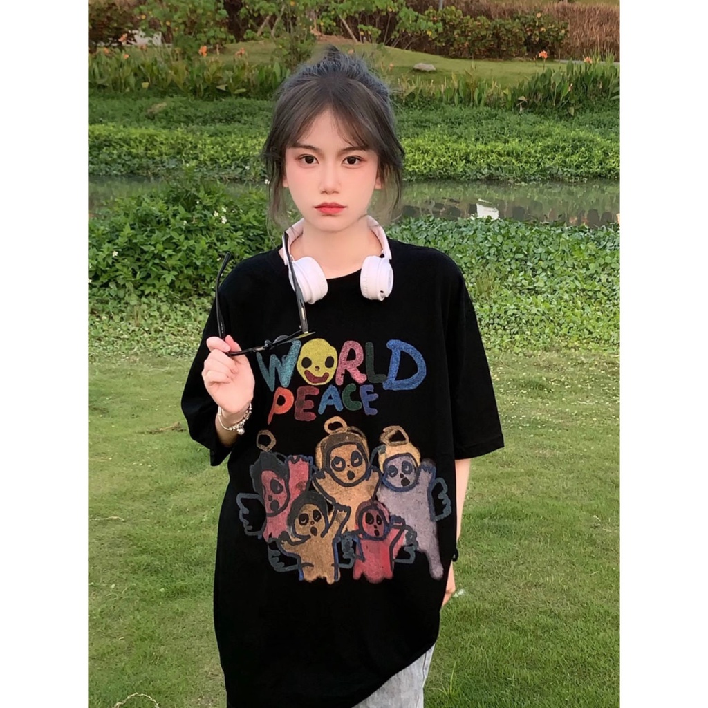 NRVP Áo Thun Unisex Mùa Hè Dáng Suông Tay Cộc Phong Cách Hàn Quốc Cho Nam Nữ