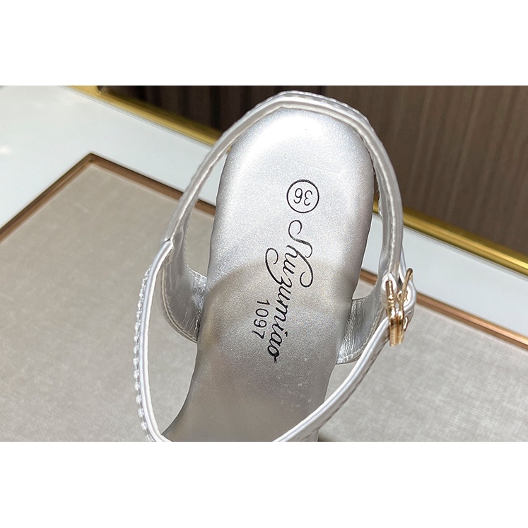 CÓ SẴN MÀU BẠC SIZE35,36 A472 Giày cao gót đế cao 17cm/ 20cm không thấm nước 2 màu đen bạc sang trọng,quý phái