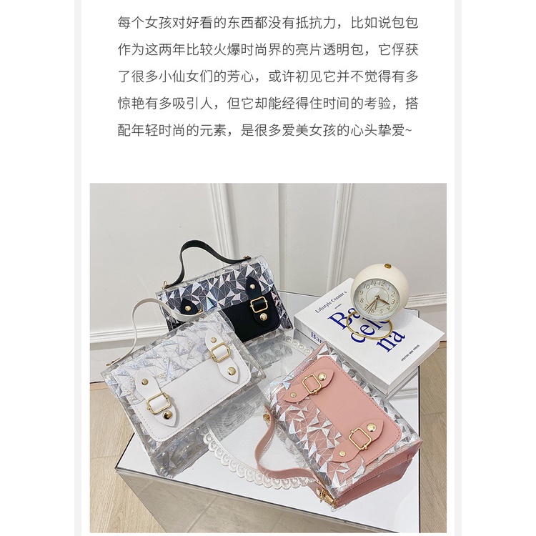 Túi Xách Đeo Vai Hình Vuông Cỡ Nhỏ Đính Kim Tuyến Lấp Lánh Thiết Kế Đơn Giản Thời Trang Cho Nữ