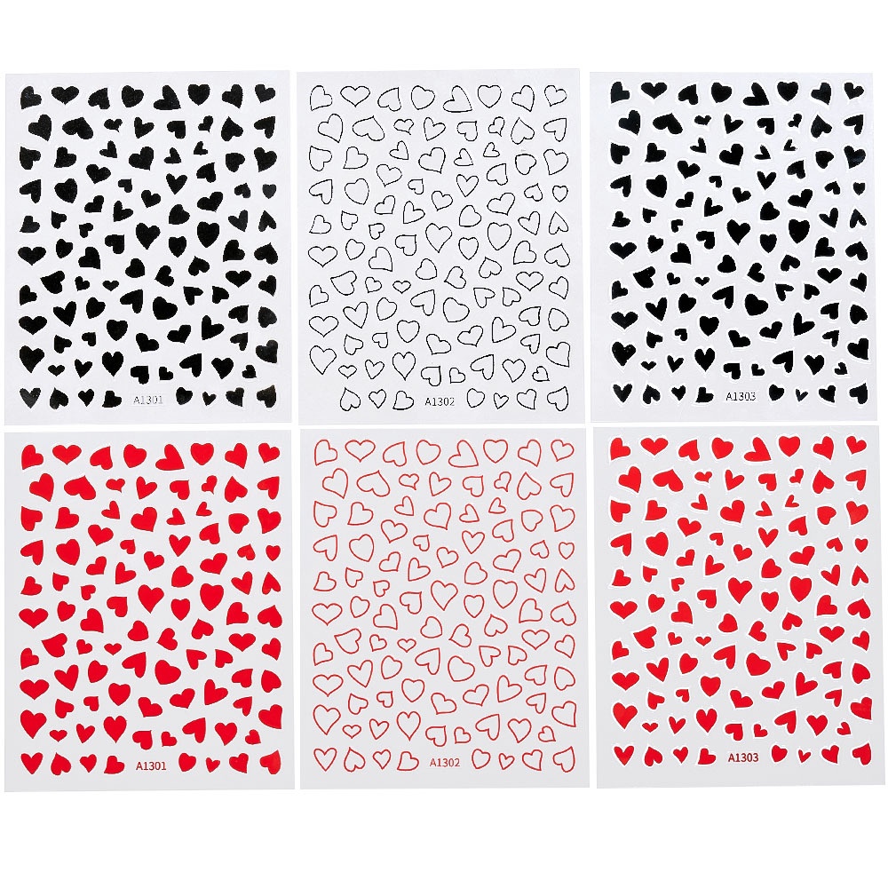 1 Tấm Sticker Dán Móng Tay Hình Trái Tim 3D Màu Vàng Đồng