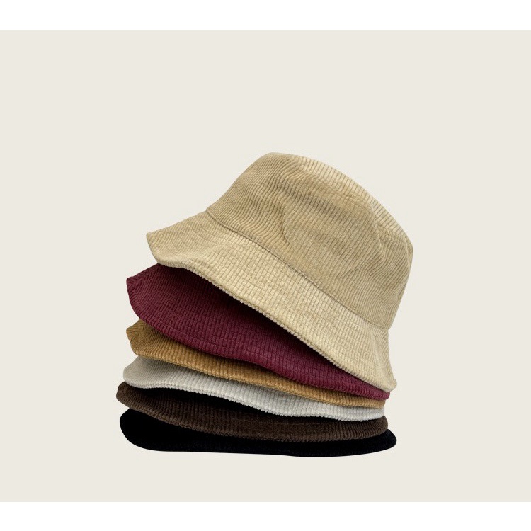Mũ Bucket Nhung Gân Tăm Màu Trơn Nón Vải Nam Nữ P2184