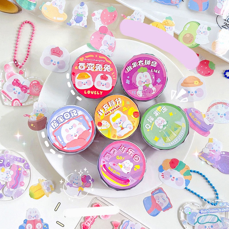 Set Sticker 100 Miếng Dạng Cuộn Băng Keo Washi