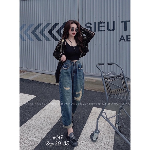 [ CHUBBY BIGSIZE ] BAGGY JEAN RÁCH SIZE 30-35