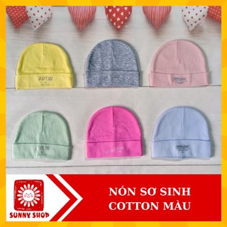Set 3 nón sơ sinh màu / mũ sơ sinh cotton size 0-2 tháng