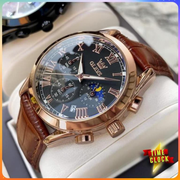 OLEVS 2871 Đồng hồ nam chính hãng Lịch chuyển động thạch anh Mặt số phát sáng chống thấm nước bảo hành 12 tháng.
