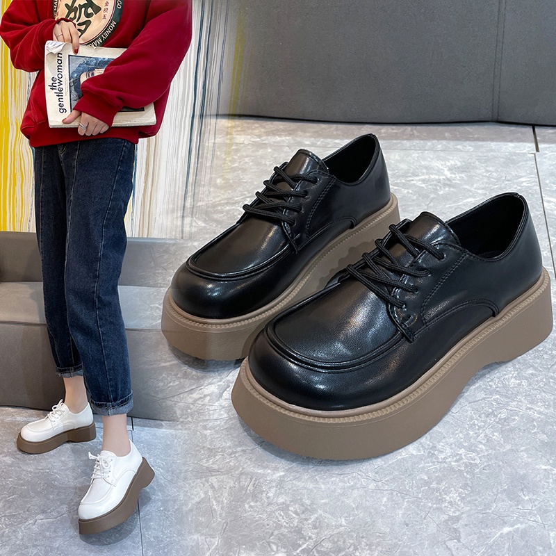 Giày Da Đế Dày Phong Cách Anh Quốc Cổ Điển Cho Nữ