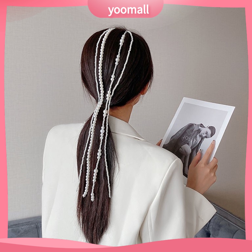 Yoomall| Băng Đô Cài Tóc Đính Ngọc Trai Giả Thời Trang Cho Cô Dâu