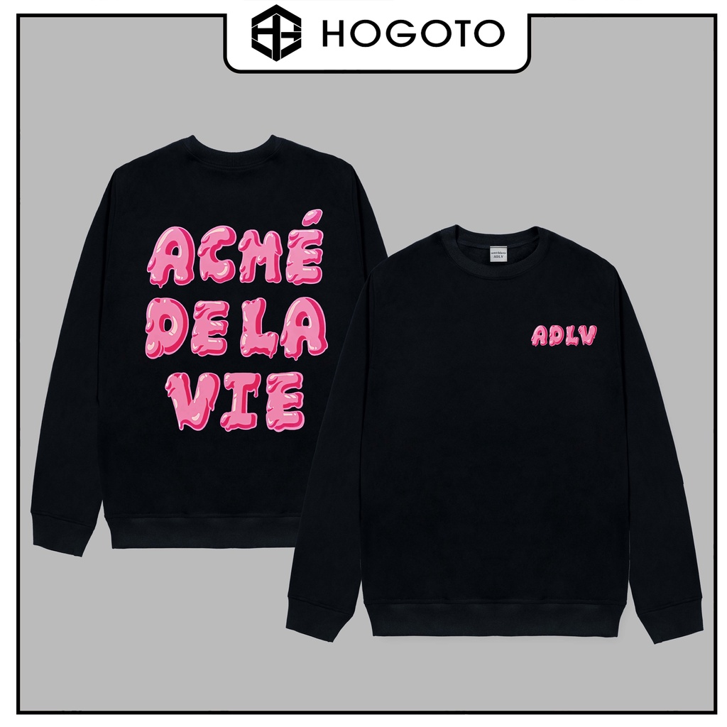 Áo nỉ bông Sweater ADLV CREAM HỒNG Hogoto shop , Áo sweater nam nữ nỉ bông cotton