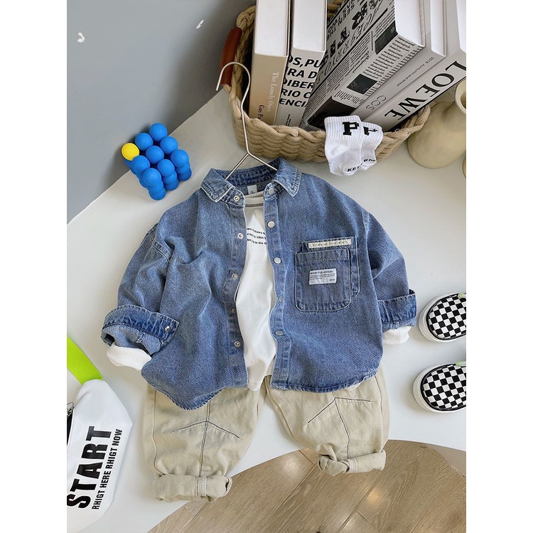 Áo Thun cotton Tay Dài Cổ Tròn In Chữ Phong Cách Hàn Quốc Cho Bé Trai Và Gái