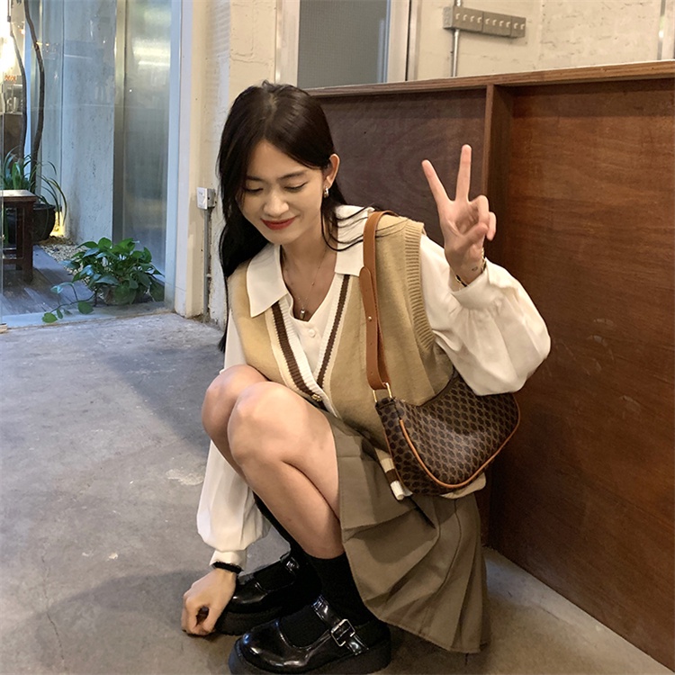 Áo Dệt Kim Sát Nách Màu Sắc Trơn Thời Trang Thu Đông Phong Cách Hàn Quốc Cho Nữ