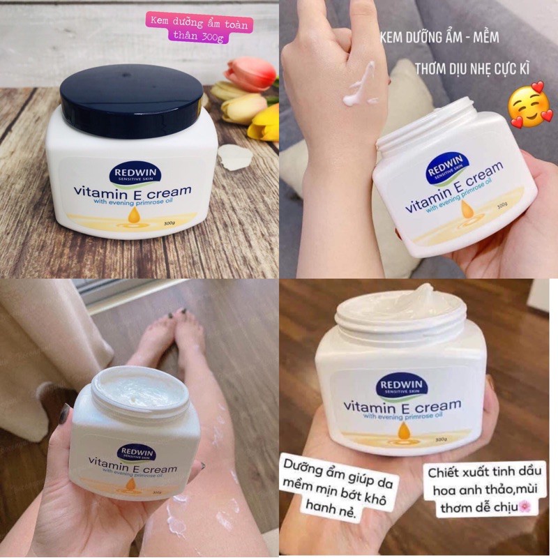 Kem dưỡng Redwin Vitamin E Cream Dưỡng Da, Nứt Nẻ 300g ÚC