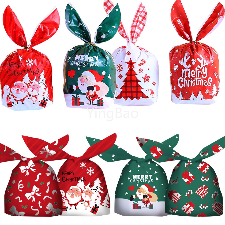 Set 50 Túi Nhựa Đựng Kẹo Họa Tiết Giáng Sinh Dễ Thương