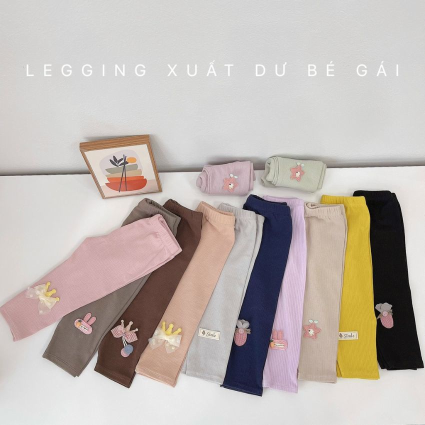 Quần Legging Dài Cho Bé[TOM] Quần Legging Dài Cotton Tăm Cho Bé Gái