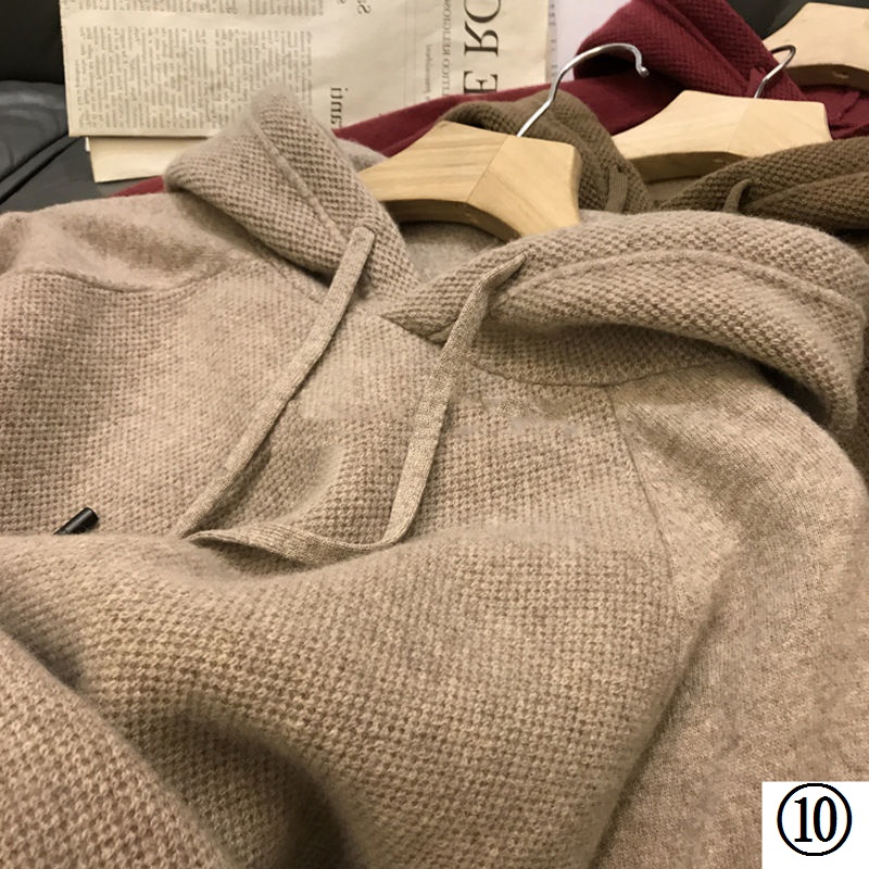 Áo Hoodie Dệt Kim Dày Dặn Dáng Rộng Thời Trang Thu Đông Mới 2022 Cho Nam