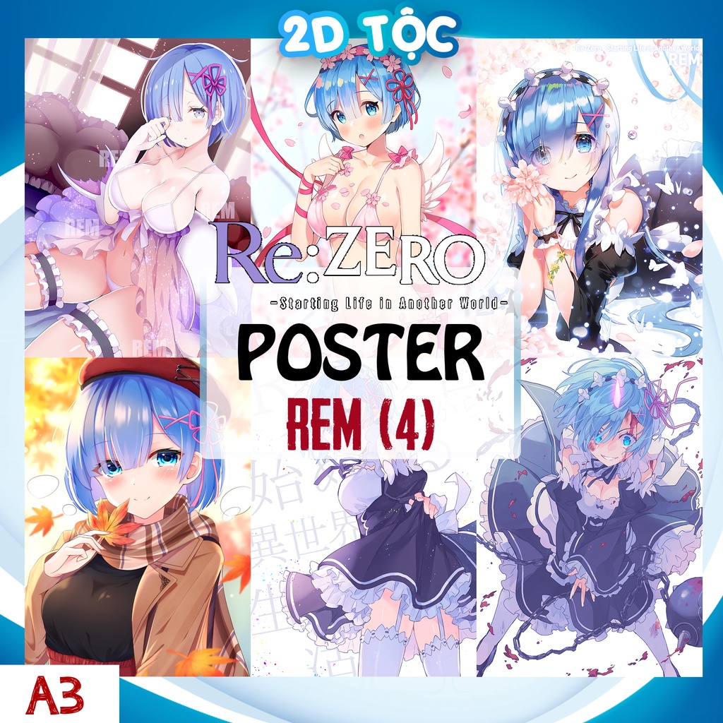 Tranh Poster A3 Rem (4) Anime Light Novel Re:Zero Chất Liệu Giấy Cao Cấp - 2d Tộc Shop