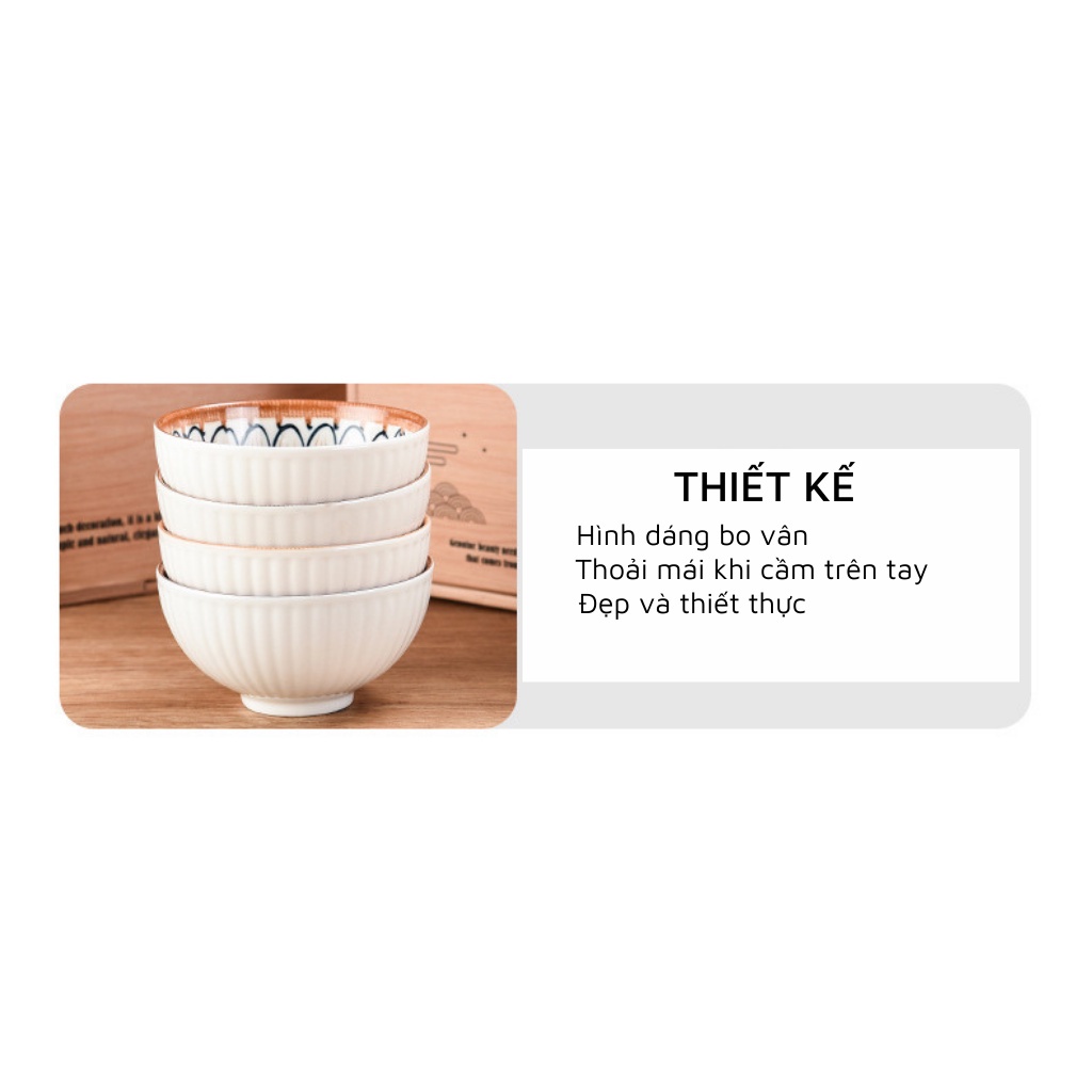 Bộ chén bát đĩa sứ Nhật Bản họa tiết trang nhã, sang trọng - Bộ chén bát decor siêu xinh - Tuấn Tú Office Store