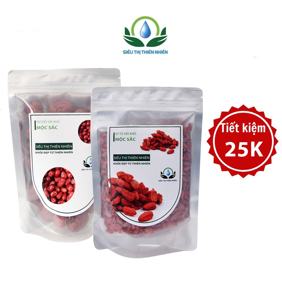 Combo Trà Táo Đỏ, Kỷ Tử Sấy Khô SIÊU THỊ THIÊN NHIÊN Giúp Lợi Khuẩn Đường Ruột Và Cải Thiện Miễn Dịch