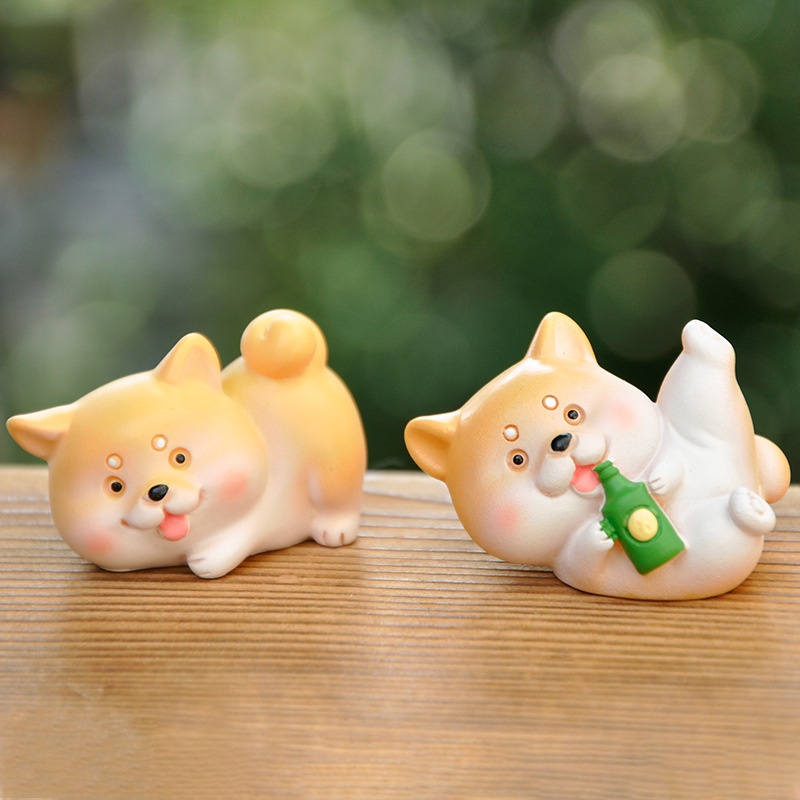Set 5 mô hình chó Shiba mini Ráp biểu cảm dễ thương trang trí bàn học bàn làm việc quà tặng bạn bè người thân
